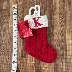 NWT Red Knit Christmas Stocking with Initial 'K'